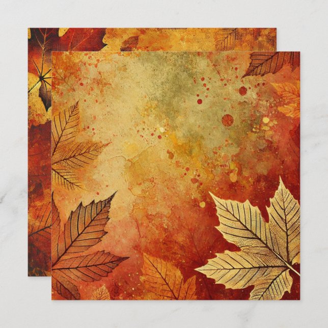 Printable Fall Foliage Distressed Ink Scrapbook Invitation (Front/Back)