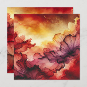 Printable Fall Sunset Alcohol Ink Scrapbook Paper Invitation