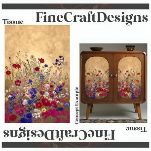 Printable Fantasy Flowers Gold Background Righ 128 Tissue Paper