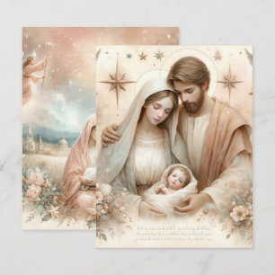 Printable Floral Watercolor Baby Jesus Cardstock Invitation