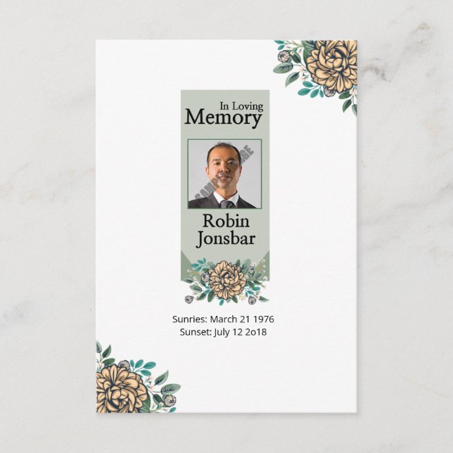 Printable Funeral Prayer Card (Front)