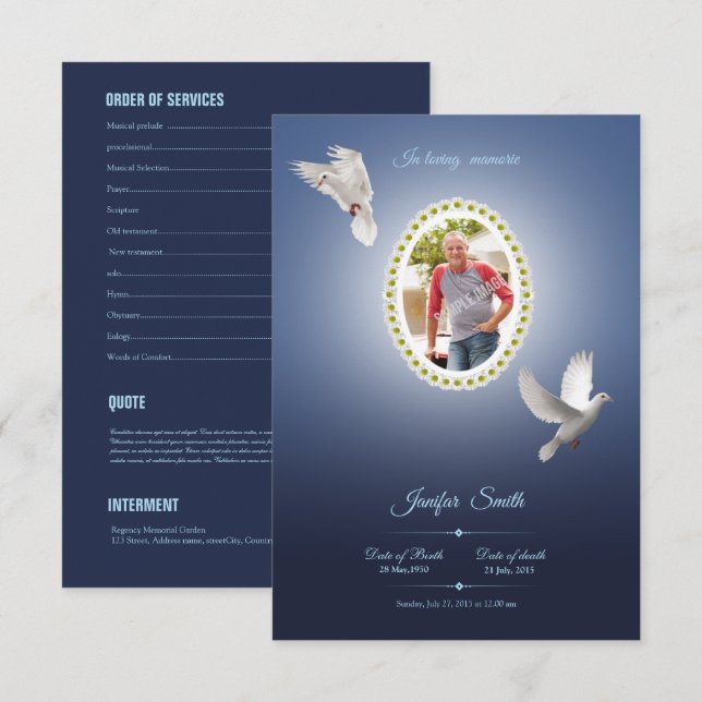 Printable Funeral Program Template (Front/Back)