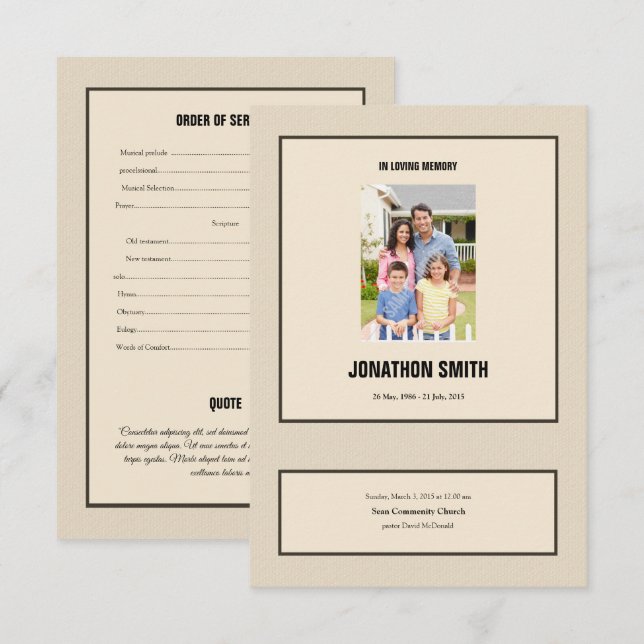 Printable Funeral Program Template (Front/Back)