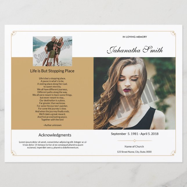Printable Funeral Program Template (Front)