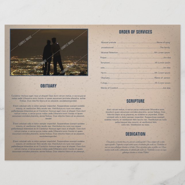 Printable Funeral Program Template Brochure (Back)