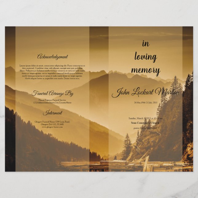 Printable Funeral Program Template Flyer (Front)