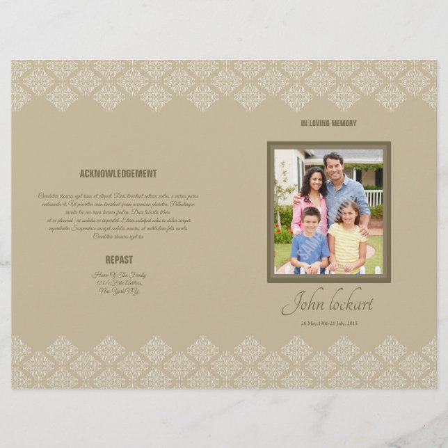 Printable Funeral Program Template Flyer (Front)