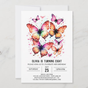 Printable Girly Butterfly Girl Birthday Invitation