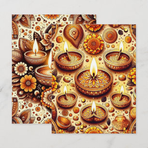 Printable Gold & Bronze Diwali Scrapbook Paper Invitation