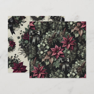 Printable Gothic Poinsettia Wreaths Scrapbook Invitation