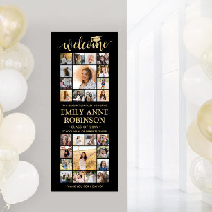 Printable Graduation Welcome Collage Black & Gold Poster