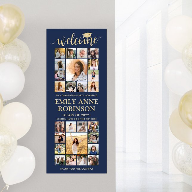 Printable Graduation Welcome Collage Navy and Gold Poster (Creator Uploaded)