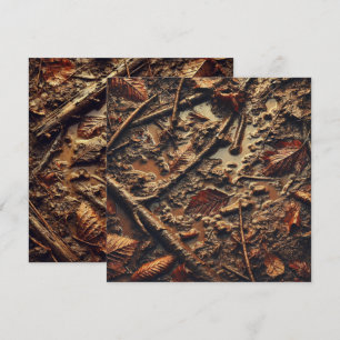 Printable Grungy Autumnal Muddy Leaves Scrapbook Invitation