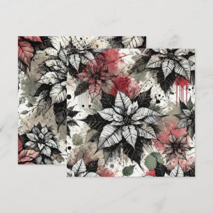 Printable Grungy Poinsettia Sketches Scrapbook Invitation