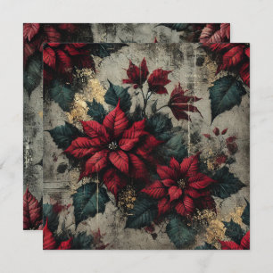 Printable Grungy Poinsettia Wallpaper Scrapbook Invitation