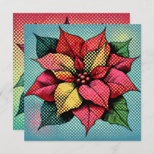 Printable Halftone Pop Art Poinsettia Scrapbook Invitation