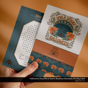 Printable Halloween Easy Word Search Business Holiday Card