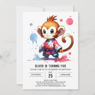 Printable Happy Monkey Birthday Invitation