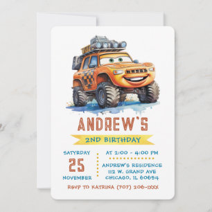 Printable Ideas for a Monster truck birthday party Invitation