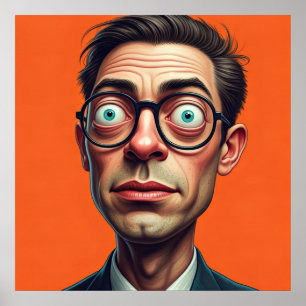 Printable illustration funny business man poster