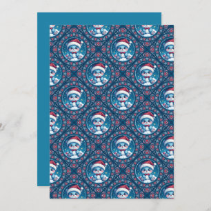 Printable Kawaii Festive Bear Mandala Diamond Tile Invitation