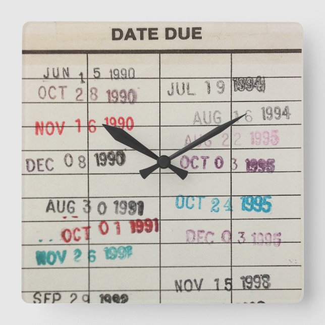 Printable Library Cards Acrylic Wall Clock (Front)