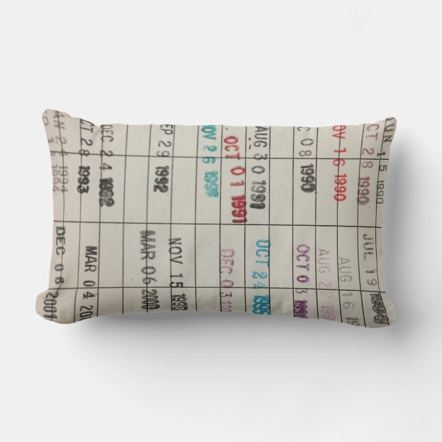 Printable Library Cards Lumbar Cushion (Front)
