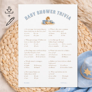 Printable Little Cowboy Baby Shower Trivia Card