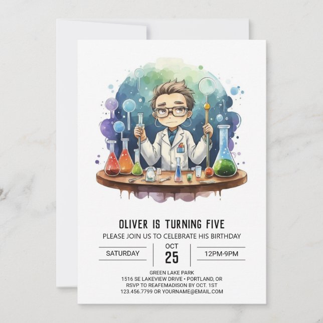 Printable Mad Scientist Magic Birthday Invitation (Front)