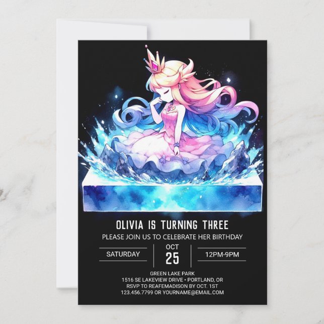 Printable Majestic Princess Birthday Invitation (Front)