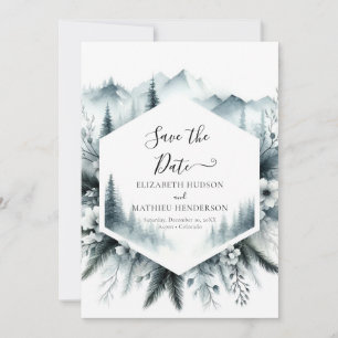Printable Minimal Mountain Wedding Save The Date