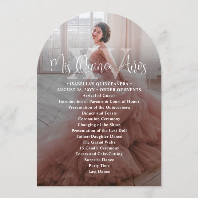 Printable Mis XV Años Quinceañera Program Card (Front)