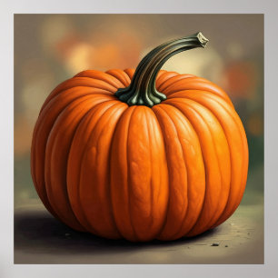 Printable modern fine art pumkin illustration poster