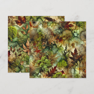 Printable Mossy Fall Forest Alcohol Ink Scrapbook Invitation