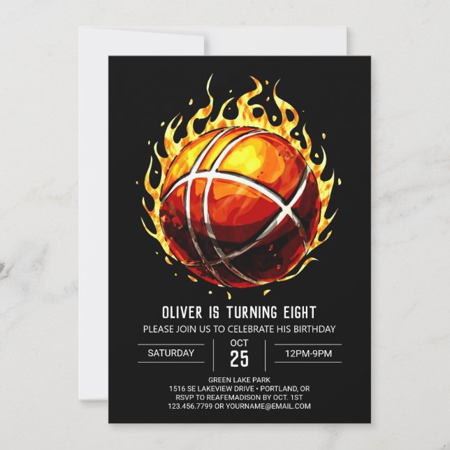 Printable Pastel Boy Basketball Birthday Invitation (Front)