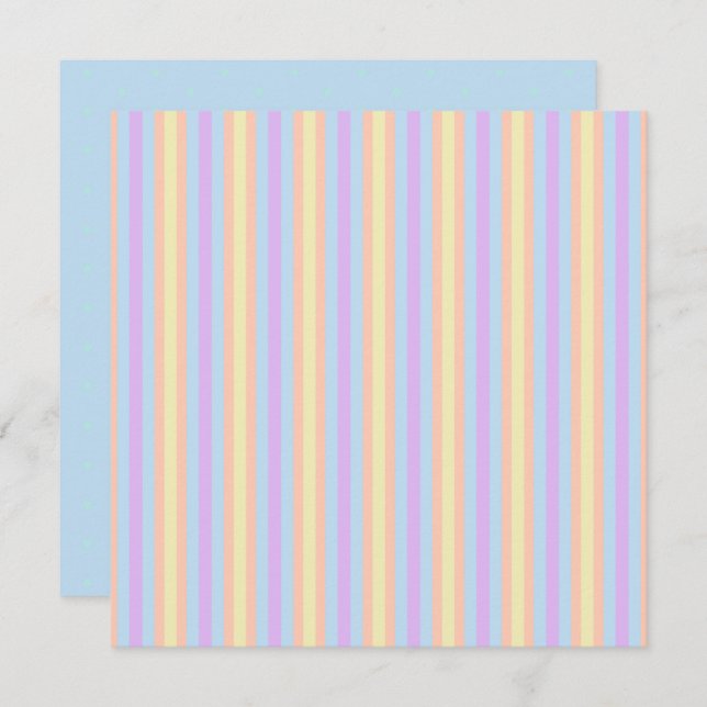 Printable Pastel Rainbow Spots & Stripes Scrapbook Invitation (Front/Back)