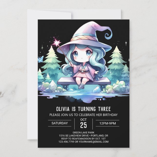 Printable Pastel Wizard Birthday Invitation (Front)