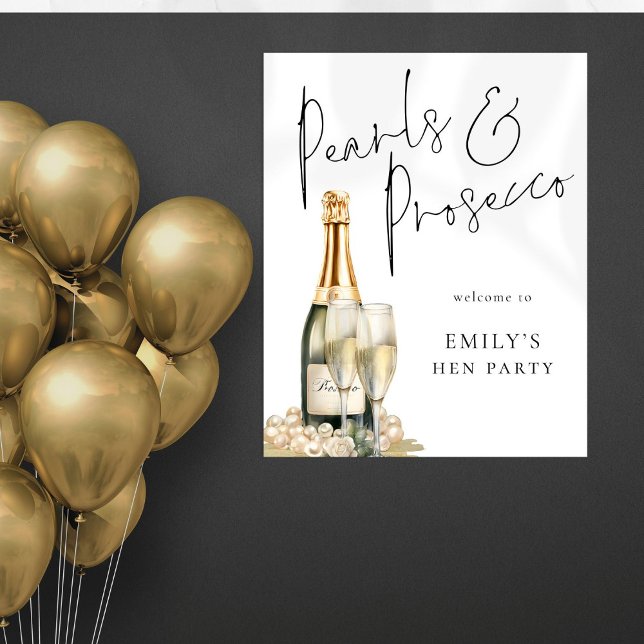 Printable Pearls Prosecco Welcome to Hen Party Poster (Creator Uploaded)