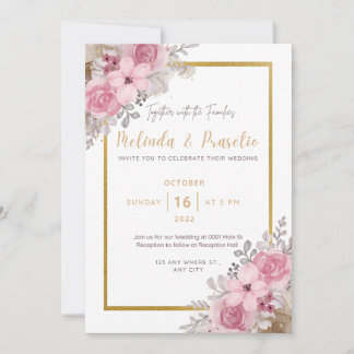 Printable Personalised Floral Wedding Invitation