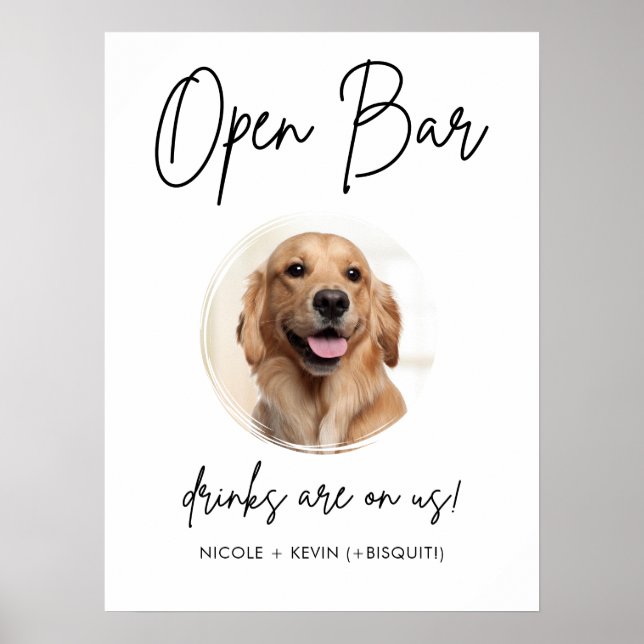 Printable Pet Dog Wedding Open Bar Drinks Sign (Front)
