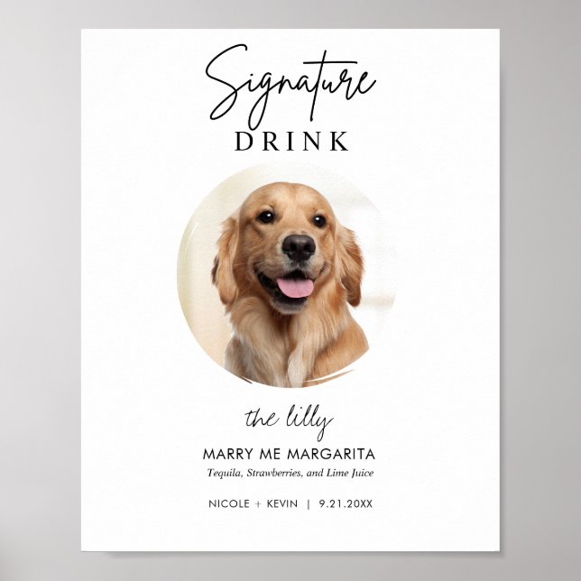 Printable Pet Dog Wedding Signature Drinks Sign (Front)