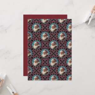 Printable Pink and Teal Retro Santa Mandala Tile Invitation