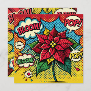 Printable Pop Art Comic Book Poinsettia Scrapbook Invitation