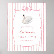 Printable Princess Swan Baby Shower Welcome Sign