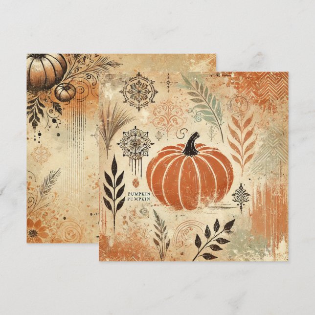 Printable Pumpkin Spice Distressed Ink Scrapbook Invitation (Front/Back)
