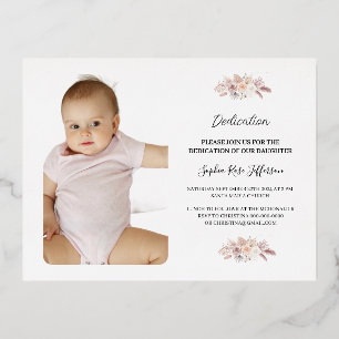 Printable Purple Flowers Photo Girl First Communio Foil Holiday Postcard