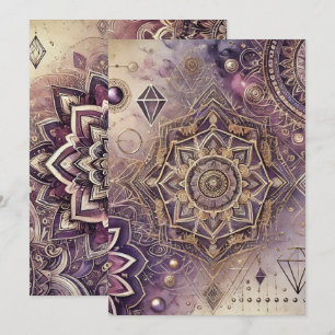 Printable Purple & Gold Boho Intricate Mandalas Invitation