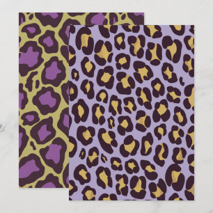 Printable Purple & Gold Cheetah Spots Scrapbook Invitation