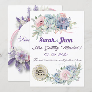 Printable Purple Lavender Floral Save the Date Invitation