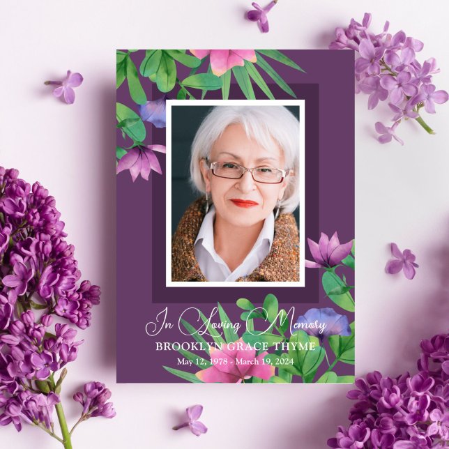 Printable Purple Photo Celebration of Life Program (Creator Uploaded)